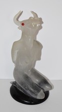 LUIGI MORO-Artista Italiano-Scultura Vetro Originale-Minotauro Nudo Femminile Surreale