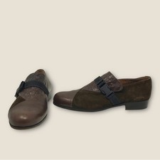 Mocassini Cesare Paciotti italiani slip on pelle marrone e camoscio lusso taglia 9