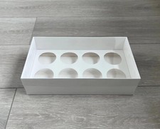 Scatole cupcake 8 fori con coperchi trasparenti