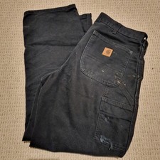 Pantalone uomo Carhartt J11 tela pesante W34 abbigliamento da lavoro vintage nero - cargo sciolto