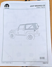 JEEP WRANGLER MODELLO  2 PORTE  KIT ACCESSORIO ORIGINALE SOFT-TOP  K82213649