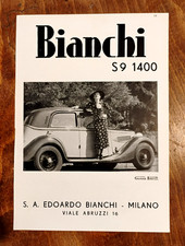 pubblicita automobile BIANCHI BERLINA MOD. RICCIONE S9 1400 - MILANO 1936