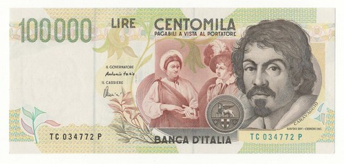 100000 lire caravaggio - lire,