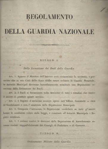 Regolamento della guardia - regolamento,