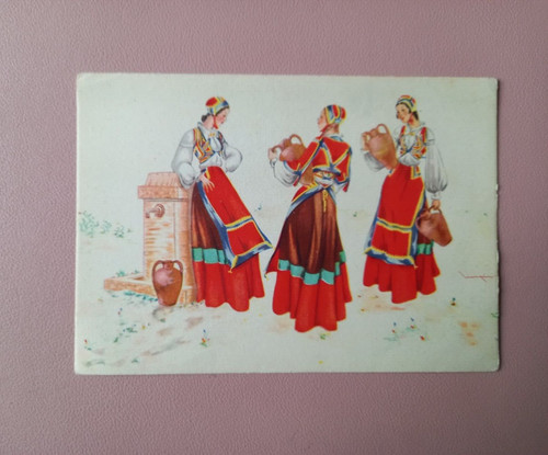 Cartolina costumi sardi desulo - costumi,
