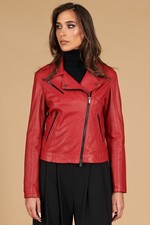 Chiodo in Pelle Rossa Donna