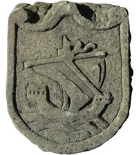 Stemma pietra arenaria nave medievale - Stone coat of arms medieval ship 6496