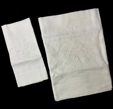 ASCIUGAMANI 1+1 LINO E PIZZO CANTU RICAMATI A MANO COLORE BIANCO