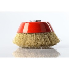 SPAZZOLA A TAZZA FORO 14 DIAM 250 MM FILO ONDULATO OTTONE SMERIGLIATRICE