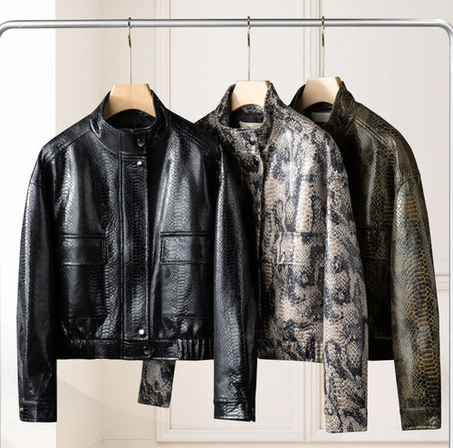 Cappotto donna ecopelle biker