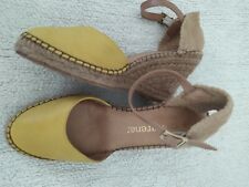 SANDALI  ESTIVI – taglia 37 – zeppa in corda  - colore GIALLO - prodotti Spagna