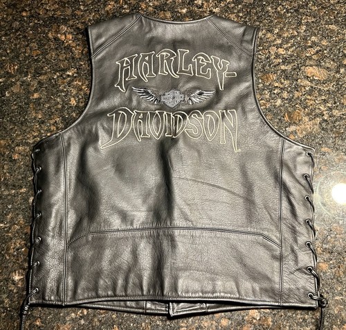 Gilet moto pelle nera harley - pelle,