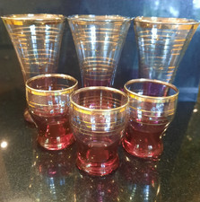 Bicchieri Cranberry Red & Gold