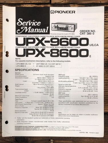 Pioneer upx 8600 9600 - pioneer, upx-8600