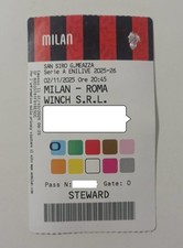 02/11/2025 Ottimo Raro Biglietto PASS Ticket -  MILAN vs ROMA Serie A 2025 2026