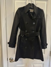 Cappotto donna Burberry Brit lana vergine tranch, taglia 4, nero