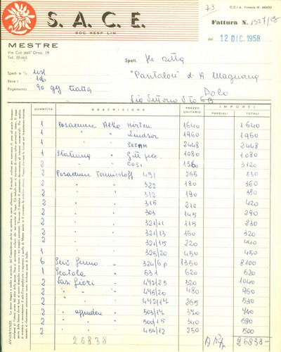 1958 venezia mestre articoli - venezia,