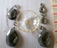 SPLENDIDE DIECI Gocce + COPPETTA Vetro di cristallo D' Epoca Ricambi Lampadario