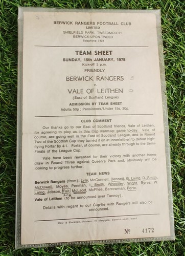 Berwick rangers vale of - rangers,