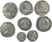 Monete Romane Antiche Placcate Argento - Riproduzione Fatta a Mano 8 Pezzi