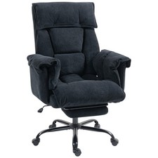 HOMCOM Poltrona da Ufficio Reclinabile con Poggiapiedi e Altezza Regolabile Nero