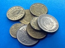 LOTTO SET 8 MONETE SPAGNA SPAGNOLE PTAS PESETA PESETAS COLLEZIONE