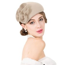 Camel Wool Felt Fascinator Hat