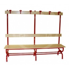 PANCA SPOGLIATOIO CON SEDUTA, SCHIENALE E APPENDIABITI, IN ACCIAIO ROSSO, DA ...