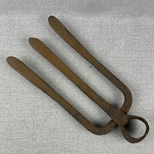 Zappa a tre denti forgiata a mano rastrello a 3 punte primitivo ferro battuto antico