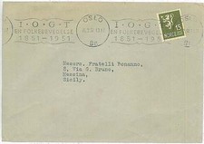 21335 - NORVEGIA - STORIA POSTALE - Francobollo macchina su COPERTINA per ITALIA 1951