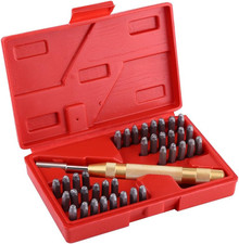 Set Di Punzoni per Lettere E Numeri, 38 Pezzi, A-Z E 1-9, 3 Mm, Con Punzone Auto