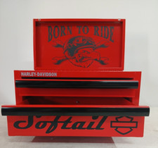 Harley Davidson Softail Born to Ride Mini Cassetta degli attrezzi in acciaio 2 cassetti