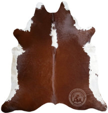 Tappeto in vera pelle di mucca Hereford marrone e bianco - dimensioni 6x 7-8'