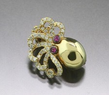 Ciondolo Tartaruga Rubino Con Diamanti Oro 750 Valore 1.650 Euro Nuovo