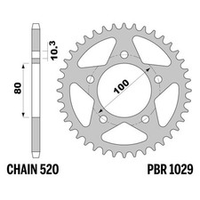Corona PBR Z39 denti passo 520 in acciaio per cerchi PVM