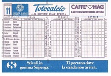 TOTOCALCIO - CONCORSO 11 - 5/11/1978 - SCHEDINA VUOTA - CONI