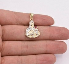 3.5cm San Barbara Taglio Diamante Rubino Ciondolo Vero 10K Giallo Oro Bianco