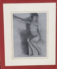 Quadro dipinto carboncino nudo di donna/nudo femminile firma  forse O.Pizio 