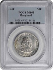 Mezza argento commemorativa Maryland 1934 MS65 PCGS