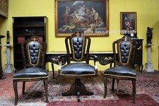 Tris poltrone da studio stile Napoleone III Boulle