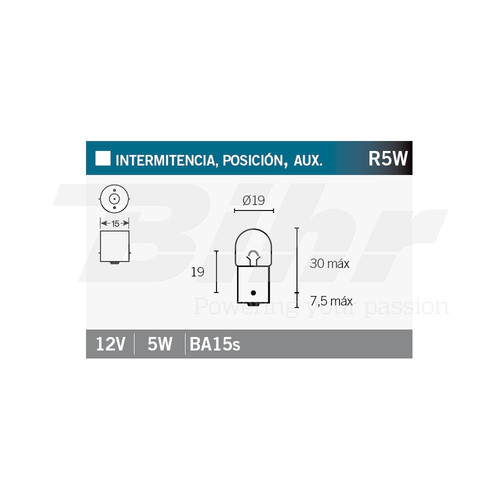 Lampadina 12v5w t16 pezzo di - t16,
