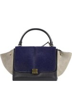 BORSA TOTE BAG CELINE NAVY TRAPEZIO MEDIA IN PELO DI VITELLO E PELLE