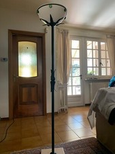 Piantana in ferro battuto forgiato a mano Longobard h180 c/basamento marmo 30x30