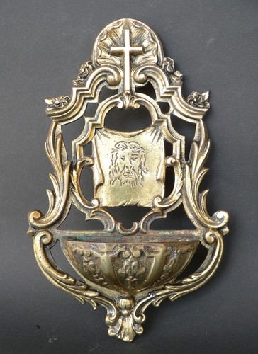 Antica acquasantiera ottone - in,