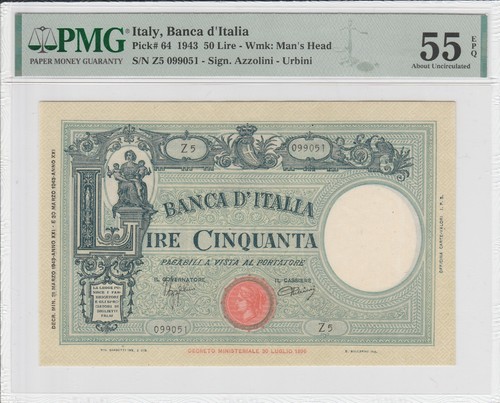 Italy lire 1943 pick 64 - italy,, 50