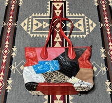 Arte Piel Borsa Hobo in Pelle Patchwork Multicolore Vintage