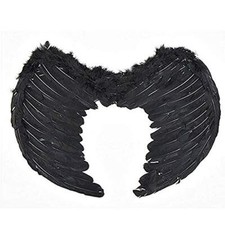 Ali Angelo Bambini in Piume Colore Nero Natale Carnevale Halloween I.24354