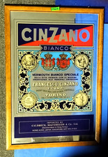 1048-QUADRO SPECCHIO PUBBLICITARIO CINZANO BIANCO 41 x 59 cm