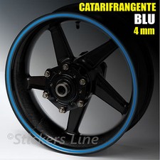 Nastro adesivi strisce ruote catarifrangenti BLU riflettente 4mm cerchi moto