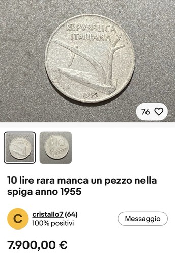 Una moneta dieci lire - una,
